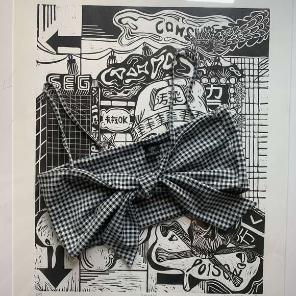 UO GINGHAM TIE BRA TOP - Picture 3 of 4